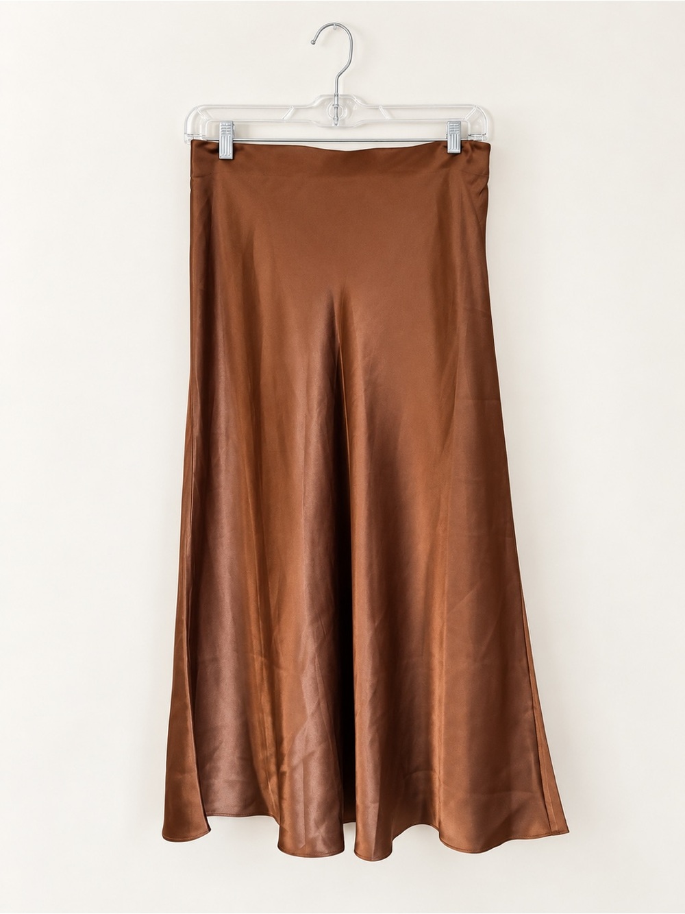 QUINCE 100% Washable Silk Maxi Skirt NWT size M elastic waist (30x28)brown - Picture 2 of 3